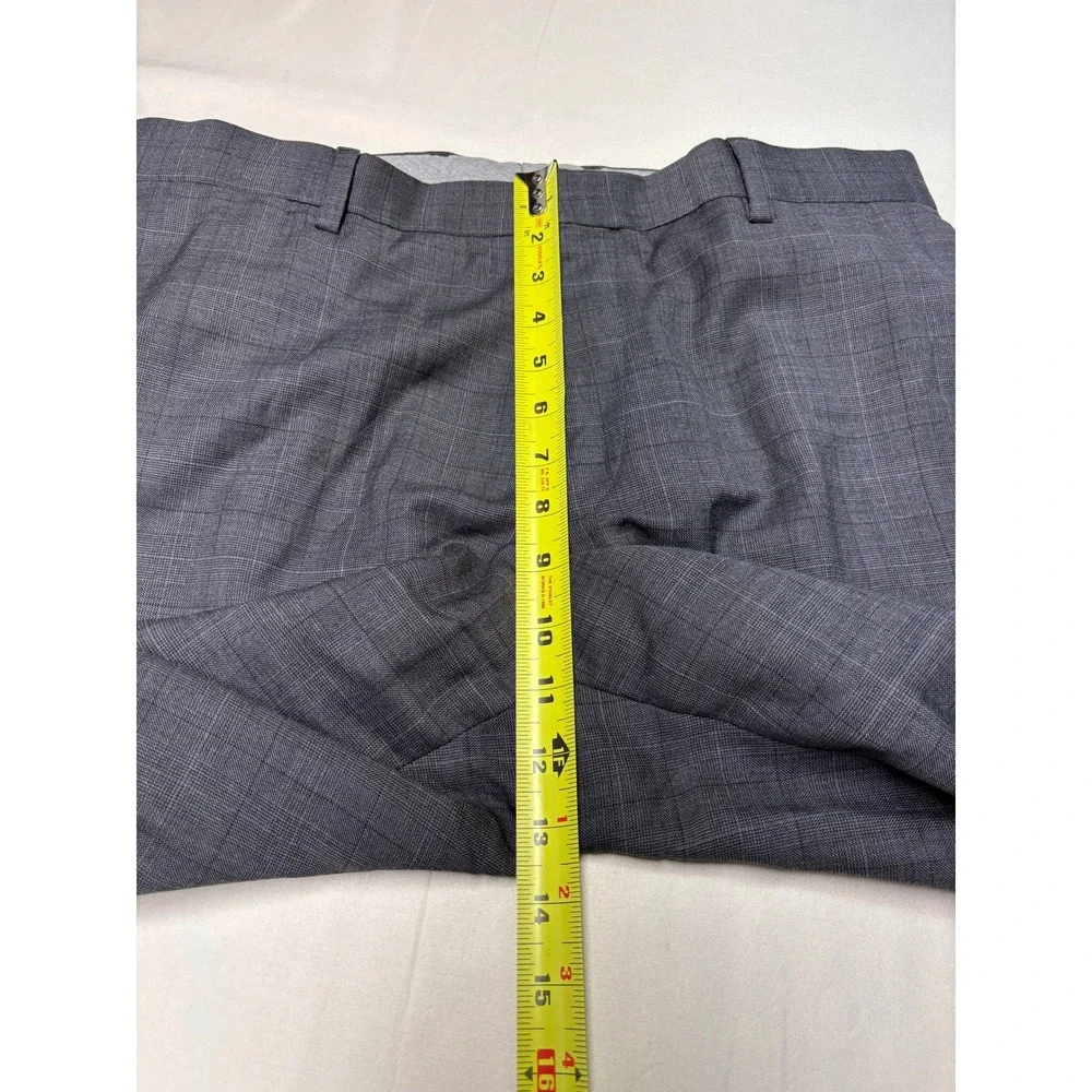 Banana Republic Classic Fit Grey Glen Plaid Wool Blend Dress Pants 33/34 Mens